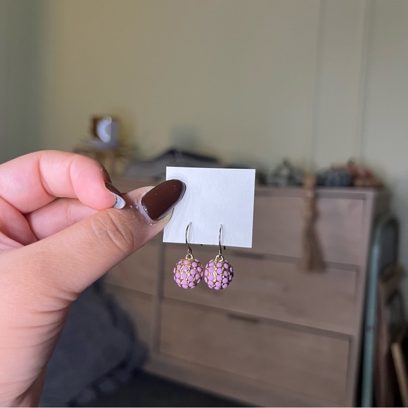 Handmade Pastel Pink Circle Gem Small Casual Cute Drop Earrings Jewelry Accessor - Picture 13 of 16